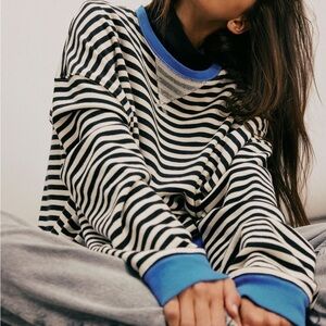 We The Free People Classic Striped Oversized Crewneck Long Sleeve